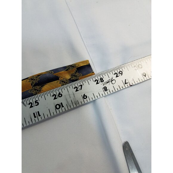 Ottimo Uomo Mens Tie Gray Gold Abstract Design 100% Silk 4" Wide 56" Long - Picture 6 of 7